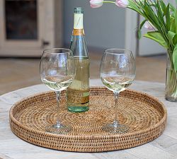 Tava Handwoven Rattan Round Serving Tray