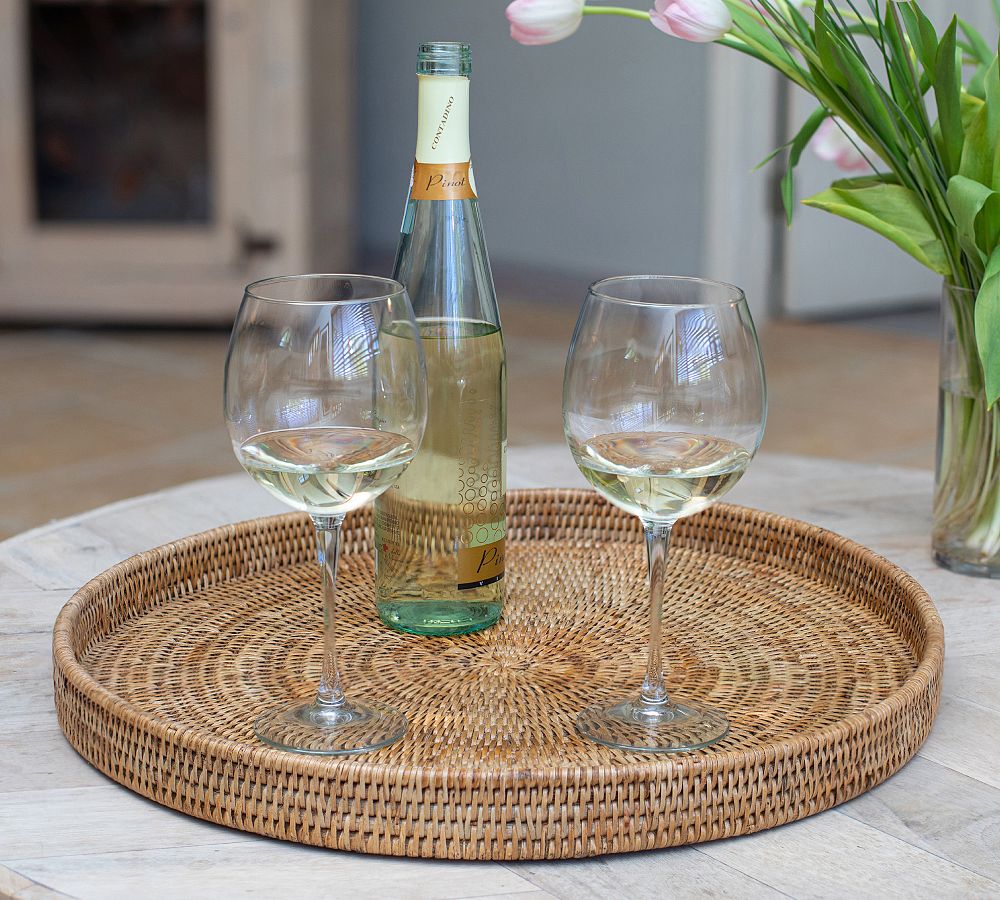 Tava Handwoven Rattan Round Serving Tray