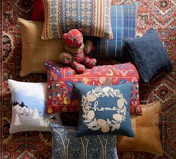 Home Wreath Embroidered Pillow - Thumbnail 3