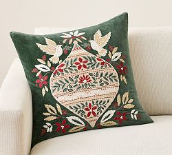 Winter Ornament Embroidered Pillow