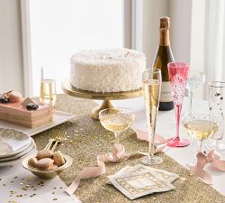 Gold Tile Cotton/Linen Cocktail Coasters - Set of 4