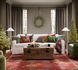 Lit Faux Eucalyptus and Pine Wreath &amp; Garland