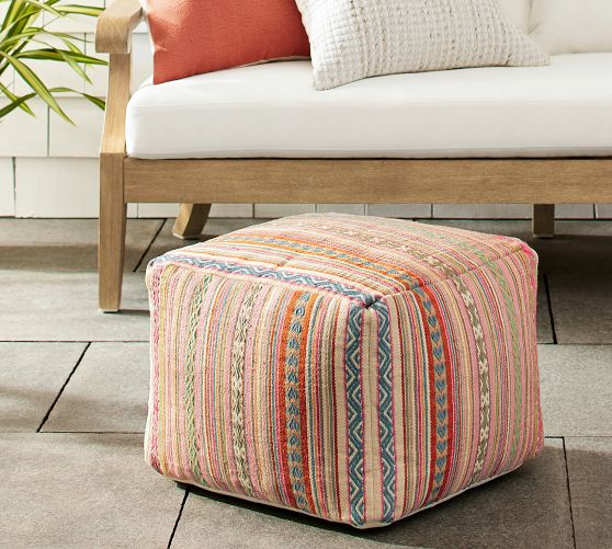 Pasadena Striped Outdoor Pouf | Pottery Barn