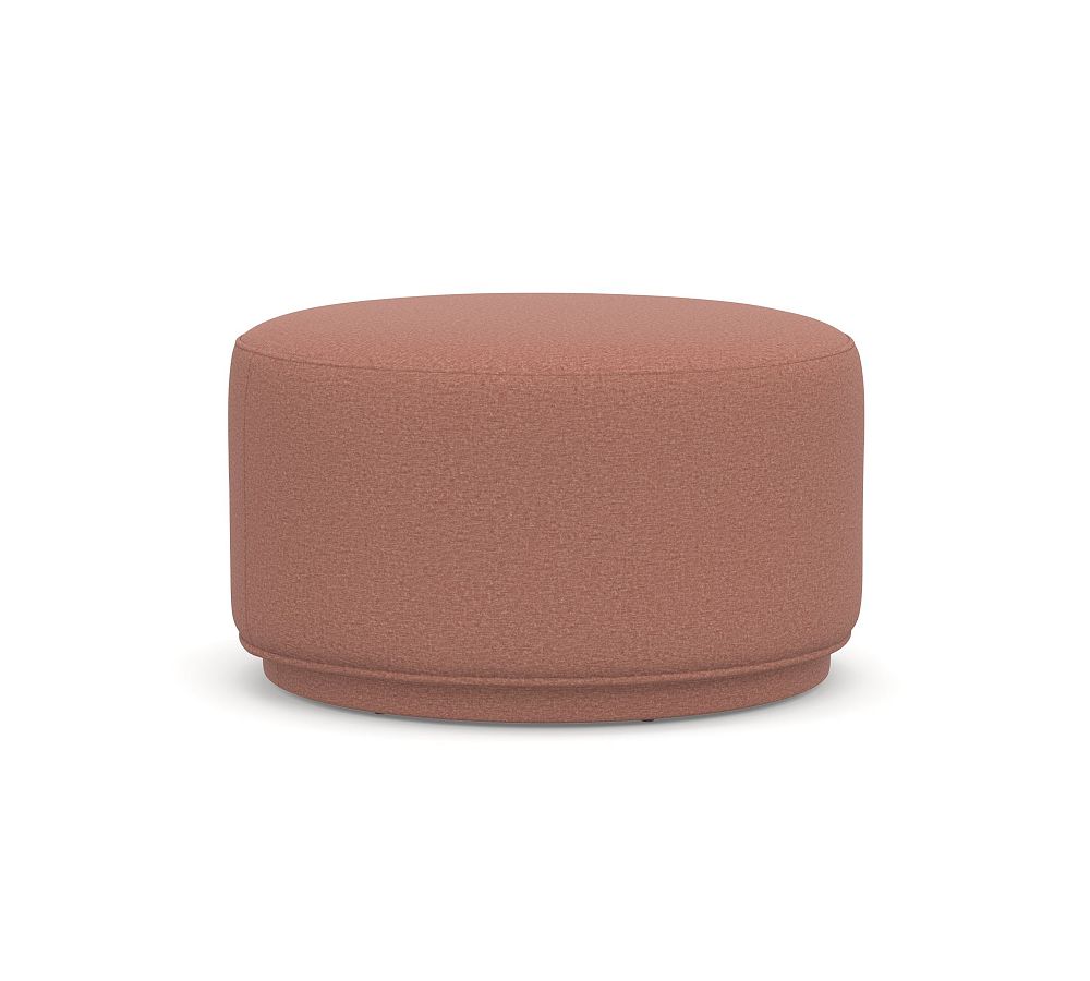 Open Box: Jake Upholstered Swivel Ottoman, Rustic Chenille - Rosewood