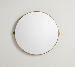 Open Box: Linden Round Pivot Mirror, 30" - Tumbled Brass