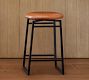Hardy Leather Backless Swivel Counter Stool