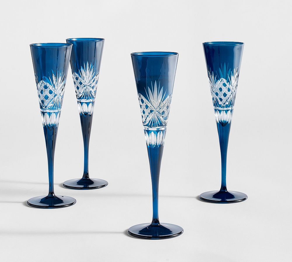 Antique Cut Champagne Flutes - Set of 4