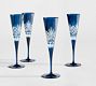 Antique Cut Glass Champagne Flutes - Set of 4