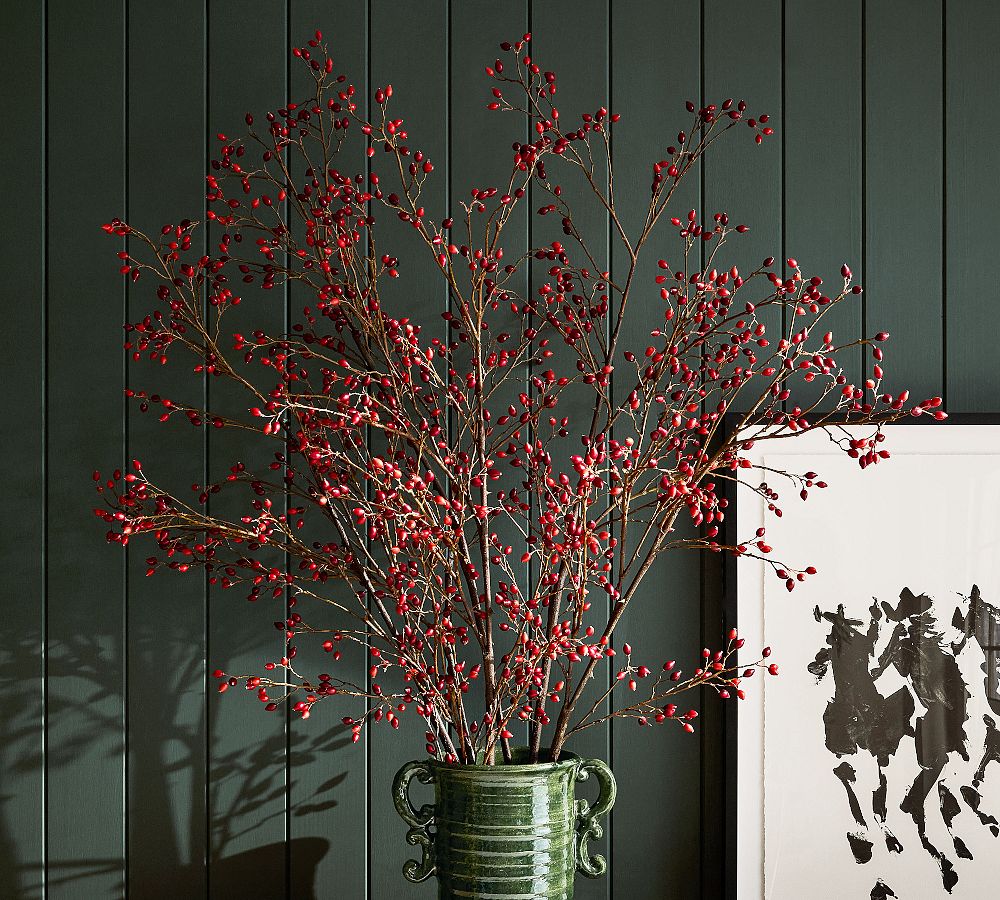 Faux Oversized Red Berry Branch