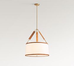 Powell Leather &amp; Linen Drum Pendant (24&quot;)