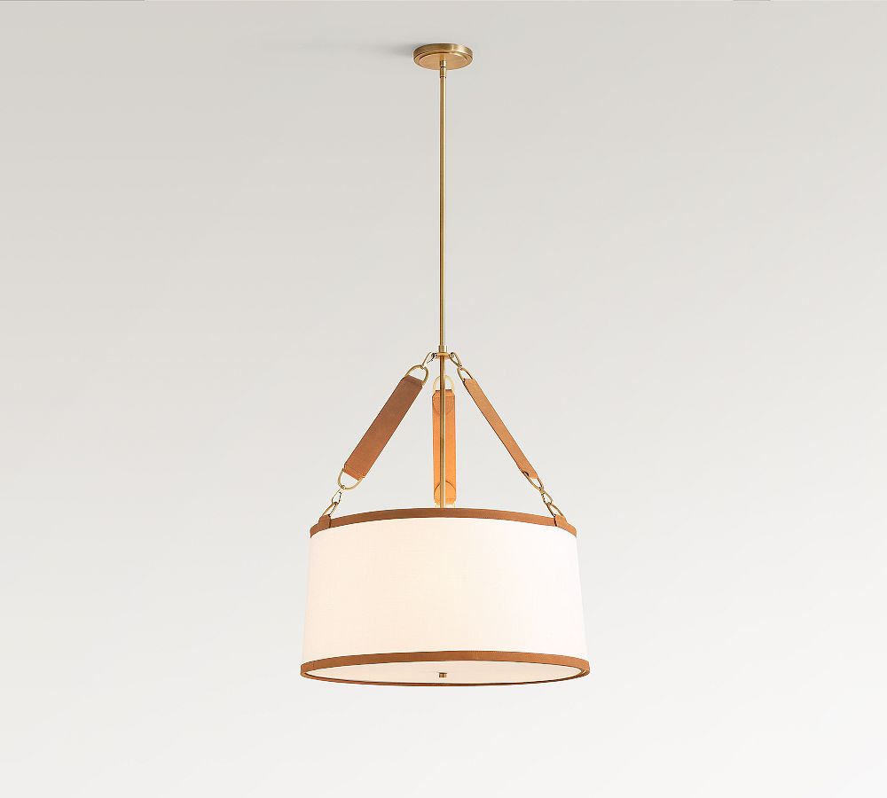 Powell Leather &amp; Linen Drum Pendant (24&quot;)