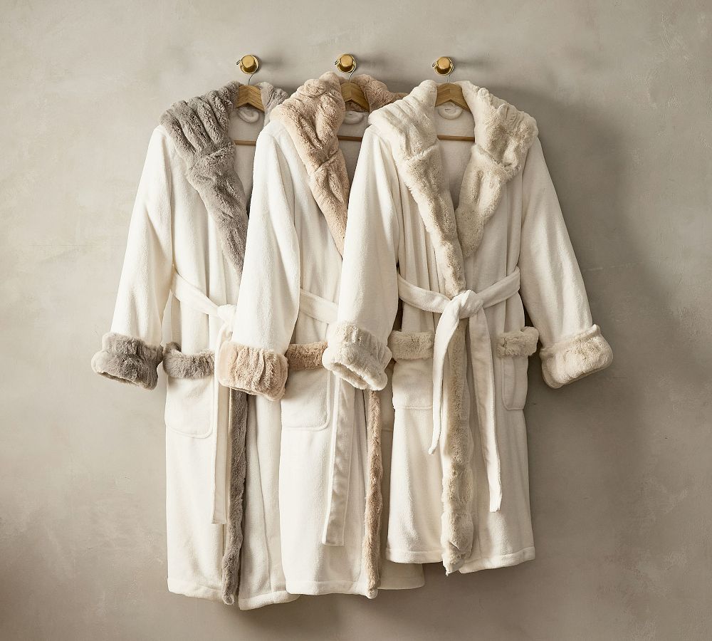 Ruched Faux Fur Robe