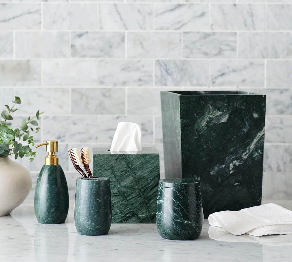 Green Marble Bathroom Accessories | Pottery Barn