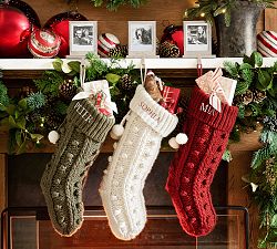 Knit Pom Pom Stocking