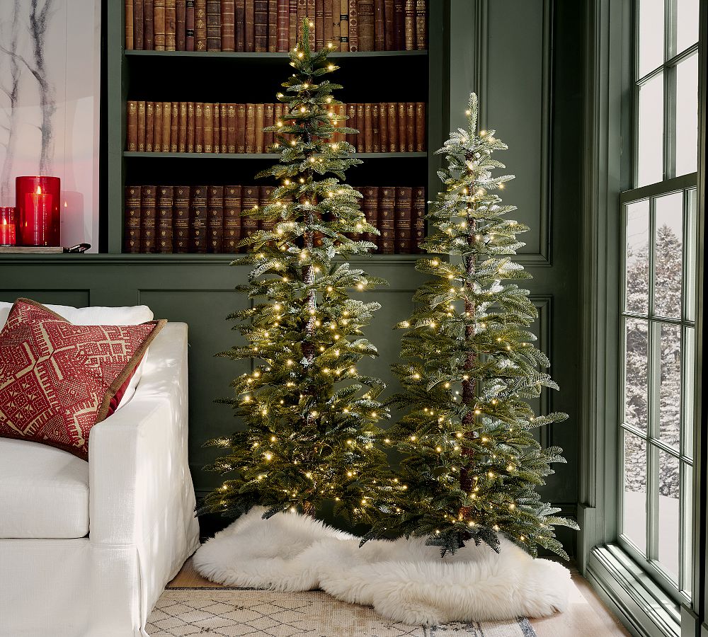 Faux Lit Narrow Pine Tree
