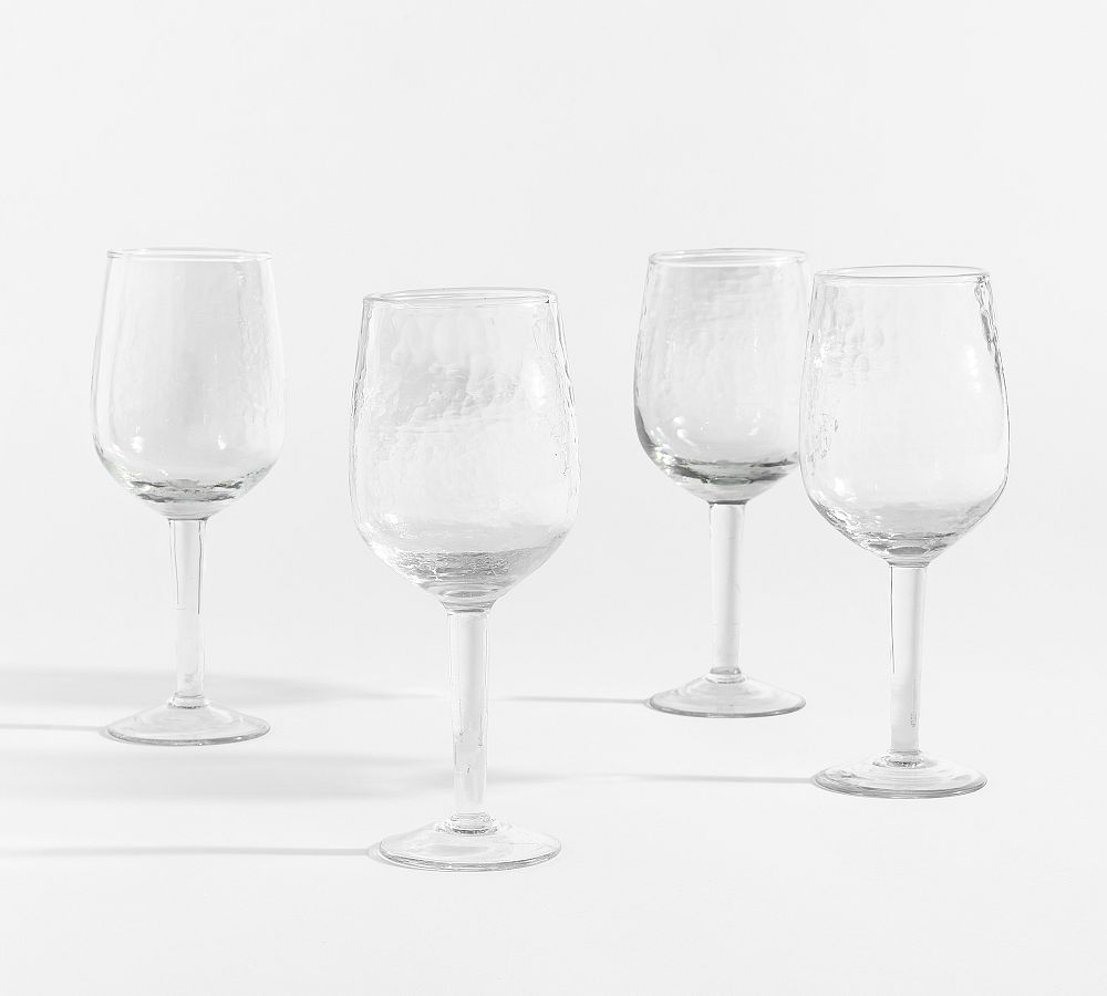Hammered Wine Stem Glasses - Set of 4