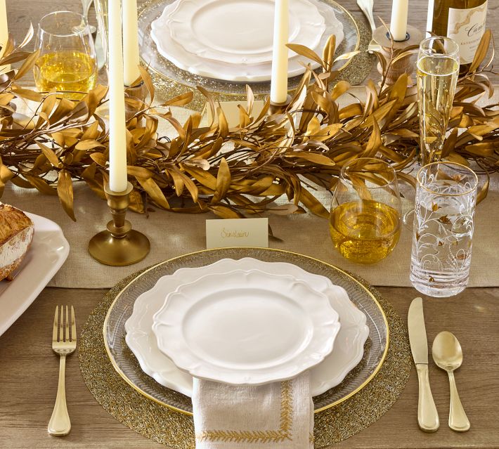 Etched Gold Rim Charger Plates Elegant Table Decor Pottery Barn