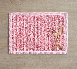 Keaton Paisley Block Print Quilted Placemats - Set of 4