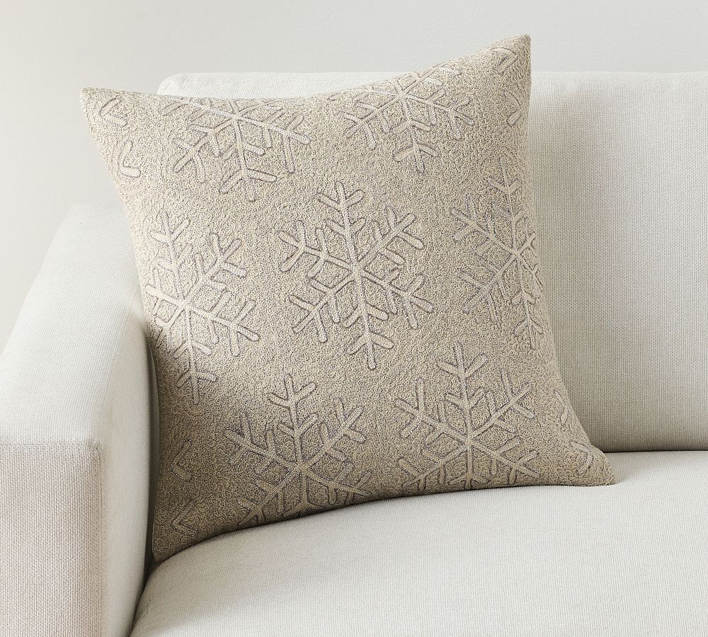 Open Box: Shimmer Snowflake Embroidered Pillow