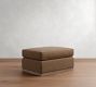 Carmel Slim Arm Leather Wood Base Sectional Ottoman