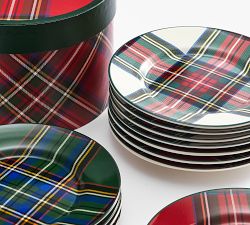 Stewart Plaid Appetizer Plates - Set of 12