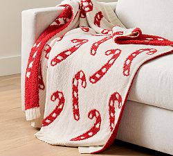 Candy Cane Jacquard Knit Throw