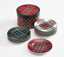 Stewart Plaid Appetizer Plates - Set of 12
