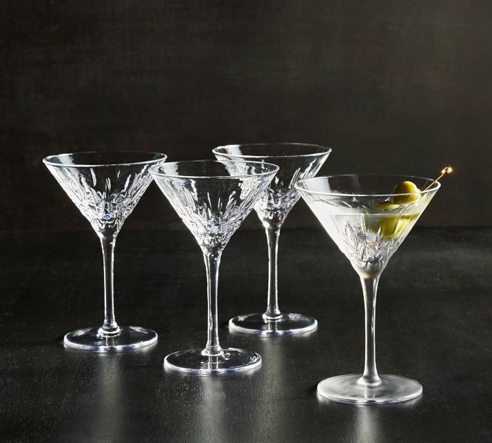 KiMenoX Set Of 4 Martini Coupe Glasses - 7oz, Lead-Free Crystal, Hand-Blown