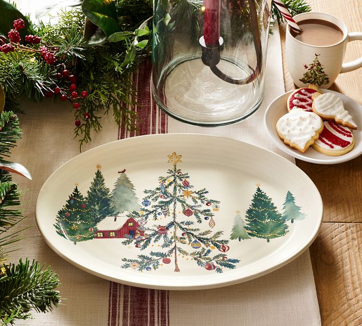 Christmas in the Country Oval Serving Platter Pottery Barn - Main Image