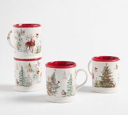 Enchanted Forest Stoneware Mugs - Set of 4