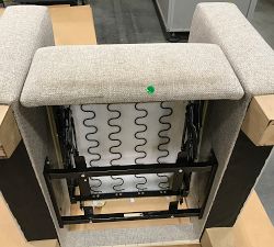 Open Box: PB Comfort Modern Sq Arm Uph Recliner Seadrift, Poly Wrap Cushions, Perf Mid Tweed Stone