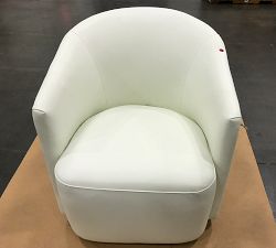 Open Box: Preston Leather Swivel Chair, Individual - Chalk Signature