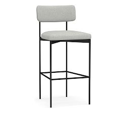 Open Box: Maison Upholstered Bar Height Bar Stool, Antique Bronze Leg -  Basketweave Slub Ash