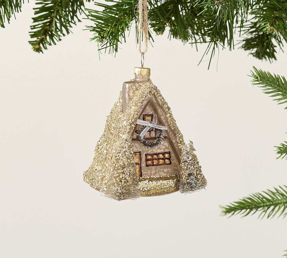 Gold Glitter House Ornament