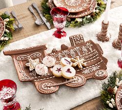 Gingerbread Train Stoneware Serving Platter