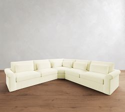 Westwood Roll Arm Deep Seat Slipcovered 3-Piece L-Shaped Wedge Sectional (136")