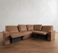 Larkspur Leather Power Reclining Wedge Sectional (142"-155")