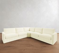 Westwood Slim Arm Slipcovered 3-Piece L-Shaped Wedge Sectional (125&quot;)