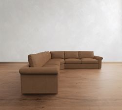 Westwood Roll Arm Leather 3-Piece L-Shaped Wedge Sectional (131")