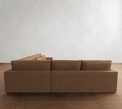 Westwood Slim Arm Deep Seat Leather 3-Piece L-Shaped Wedge Sectional (130")