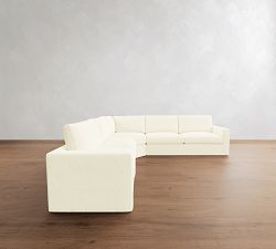 Westwood Square Arm Slipcovered 3-Piece L-Shaped Wedge Sectional (128&quot;)