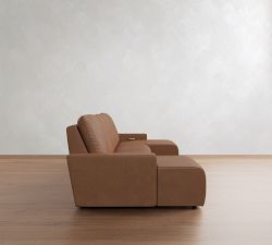 Larkspur Leather Power Reclining Double Chaise Sectional-Storage Available (146&quot;-172&quot;)