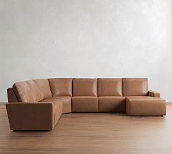 Larkspur Leather Power Reclining L-Shaped Wedge Chaise Sectional-Storage Available (175&quot;-188&quot;)