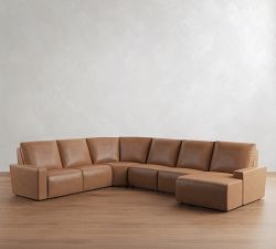 Larkspur Leather Power Reclining L-Shaped Wedge Chaise Sectional-Storage Available (175&quot;-188&quot;)