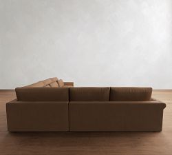 Westwood Roll Arm Deep Seat Leather 3-Piece L-Shaped Wedge Sectional (136")