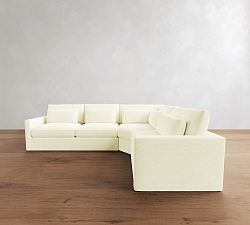 Westwood Slim Arm Deep Seat Slipcovered 3-Piece Wedge Sectional (130")
