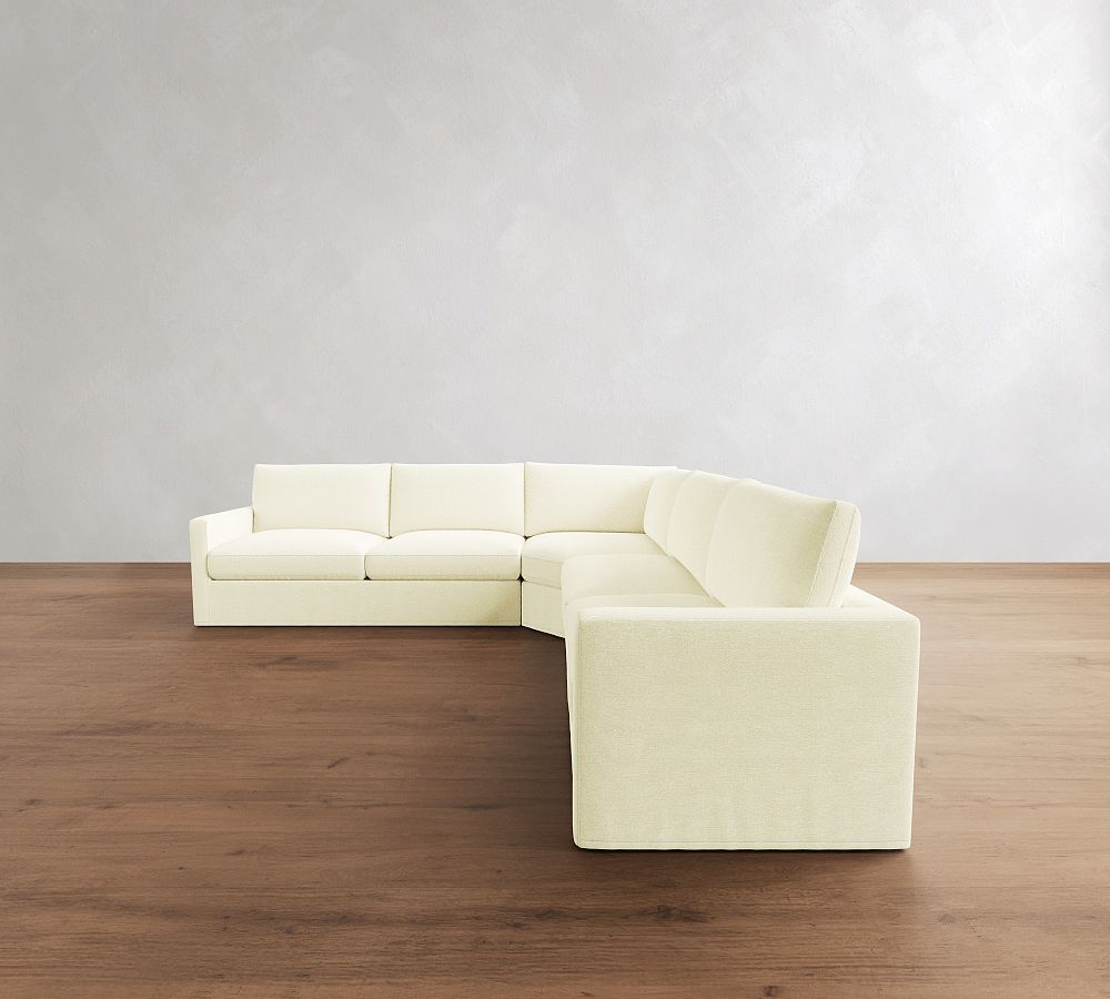 Westwood Slim Arm Slipcovered 3-Piece L-Shaped Wedge Sectional (125&quot;)