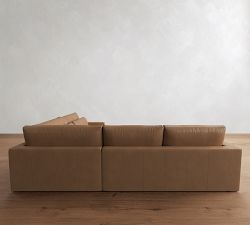 Westwood Square Arm Deep Seat Leather 3-Piece Wedge Sectional (133")