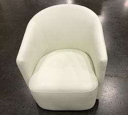 Open Box: Preston Leather Swivel Chair, Individual - Chalk Signature