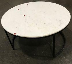 Open Box: Delaney Round Marble Nesting Coffee Table, Large, 38&quot; dia x 18.5&quot; h - Bronze